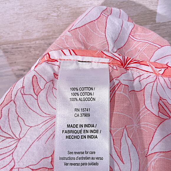 COLUMBIA Cotton Poplin Sleep Shorts Coral Orange Floral Pajamas Womens Small - Picture 5 of 5